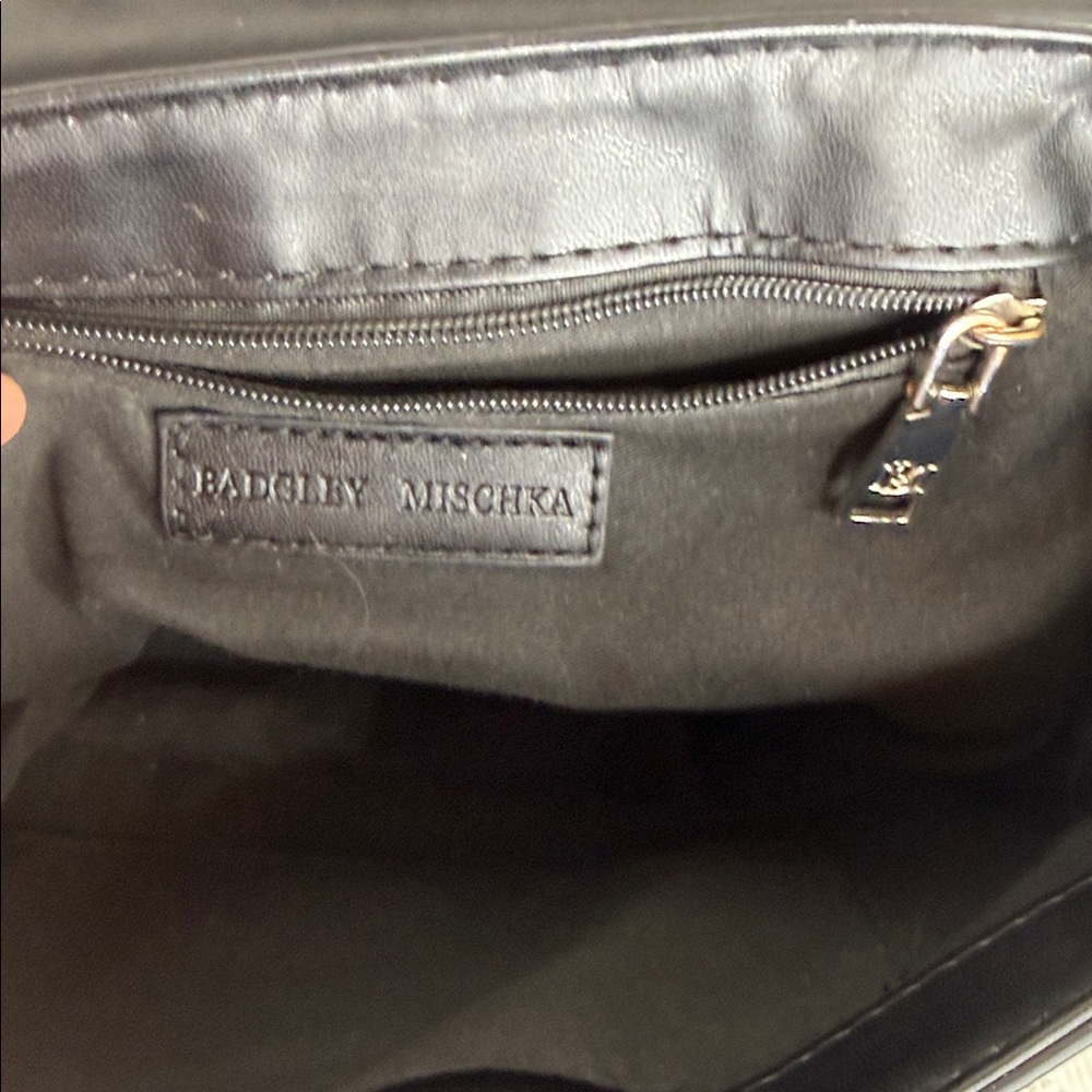 Badgley Mischka black leather denim chain strap crossbody shoulder bag - Picture 9 of 10